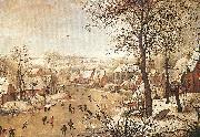 BRUEGHEL, Pieter the Younger Winter Landscape with a Bird-trap France oil painting reproduction